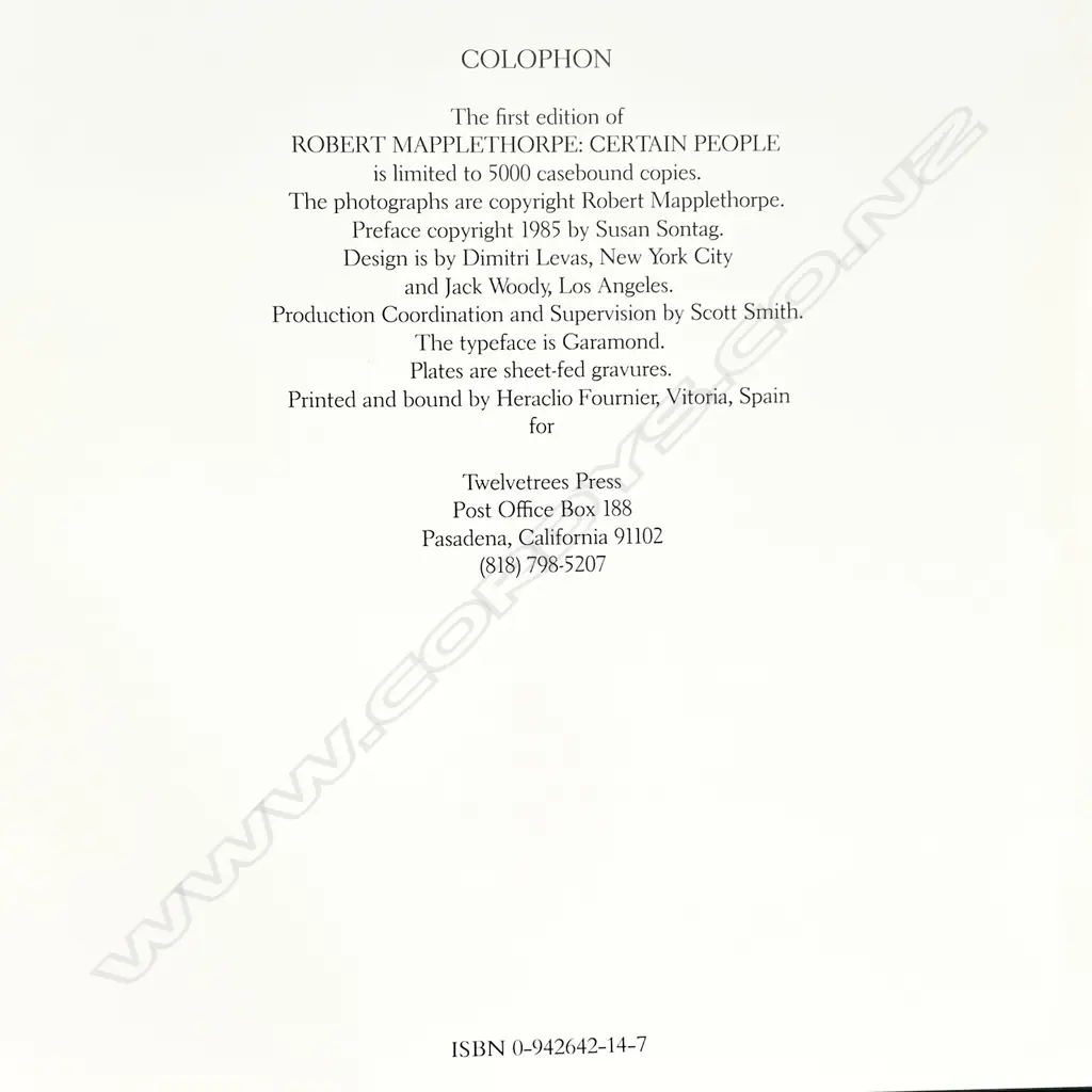 ROBERT MAPPLETHORPE: CERTAIN PEOPLE A BOOK OF PORTRAITS Image 1++